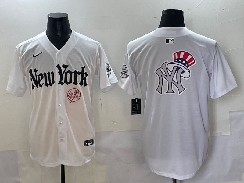 Men 2025 New York Yankees Blank White Five generations Joint Name Nike MLB Jersey style 75->new york yankees->MLB Jersey